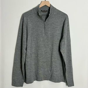 Michael Kors 1/4 Zip Extra Fine Merino Gray Pullover Size XXL